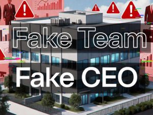 An image with the words: Nomy Finance and Cryptonomy fake team and fake ceo they don't exist