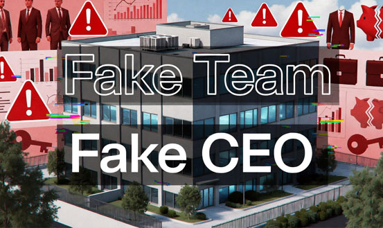 An image with the words: Nomy Finance and Cryptonomy fake team and fake ceo they don't exist