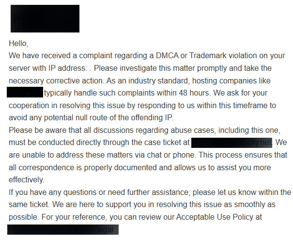 Copy of the frivoulous DMCA violation Cryptonomy and Nomy Finance used to shut down this site exposing their Ponzi scheme and scam